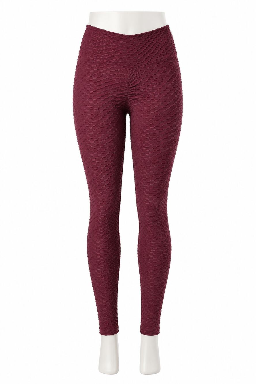 Booty by Brabants Textured Scrunch Leggings – Burgundy – XS / Small Fit
